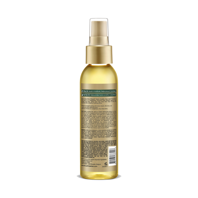 Heat Protection and Shine Mist back packaging